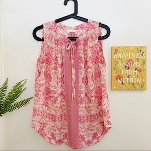 Violet + Claire | Pink Sleeveless Floral Top